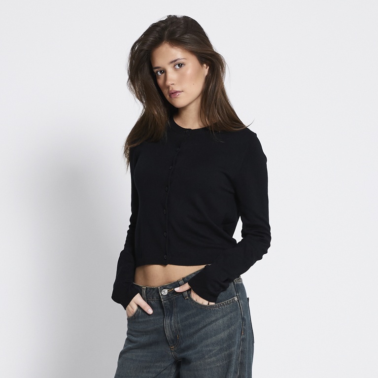 Fine-knit cardigan "Stine" Black